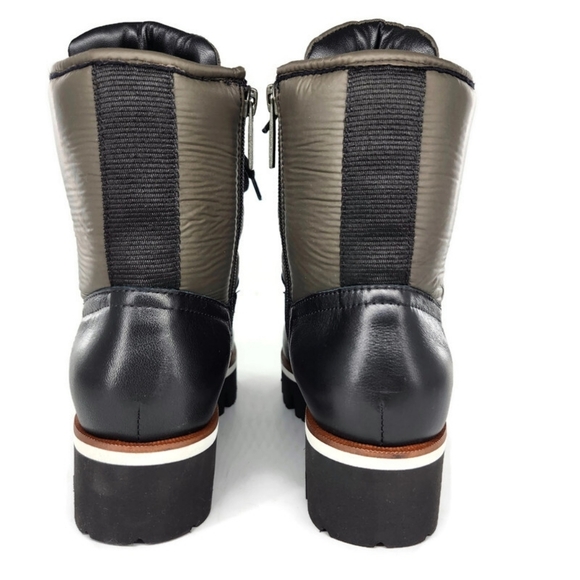 Aquatailia Morena Black & Olive Colorblock Leather Lace-Up Lug Sole Combat Boots - Picture 8 of 12